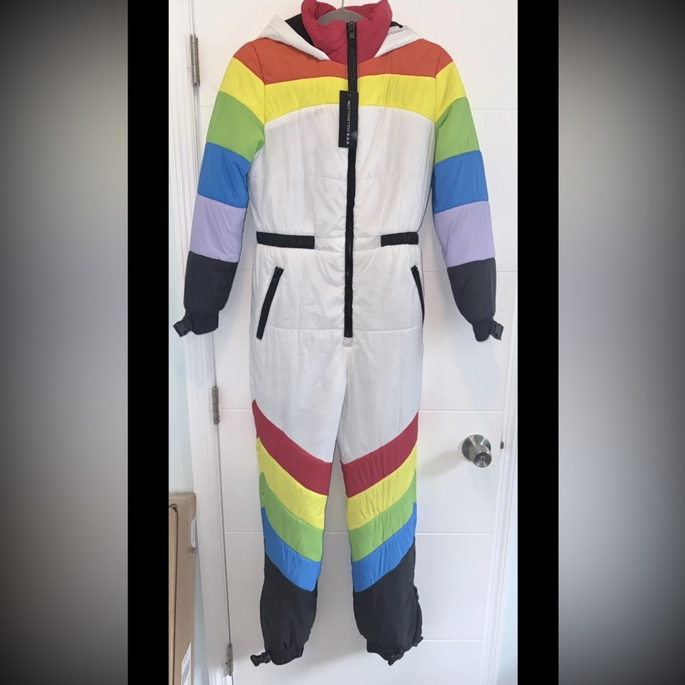 Dolls kill Delias Sweet Retreat rainbow pride snow suit puffer coat Medium NWT